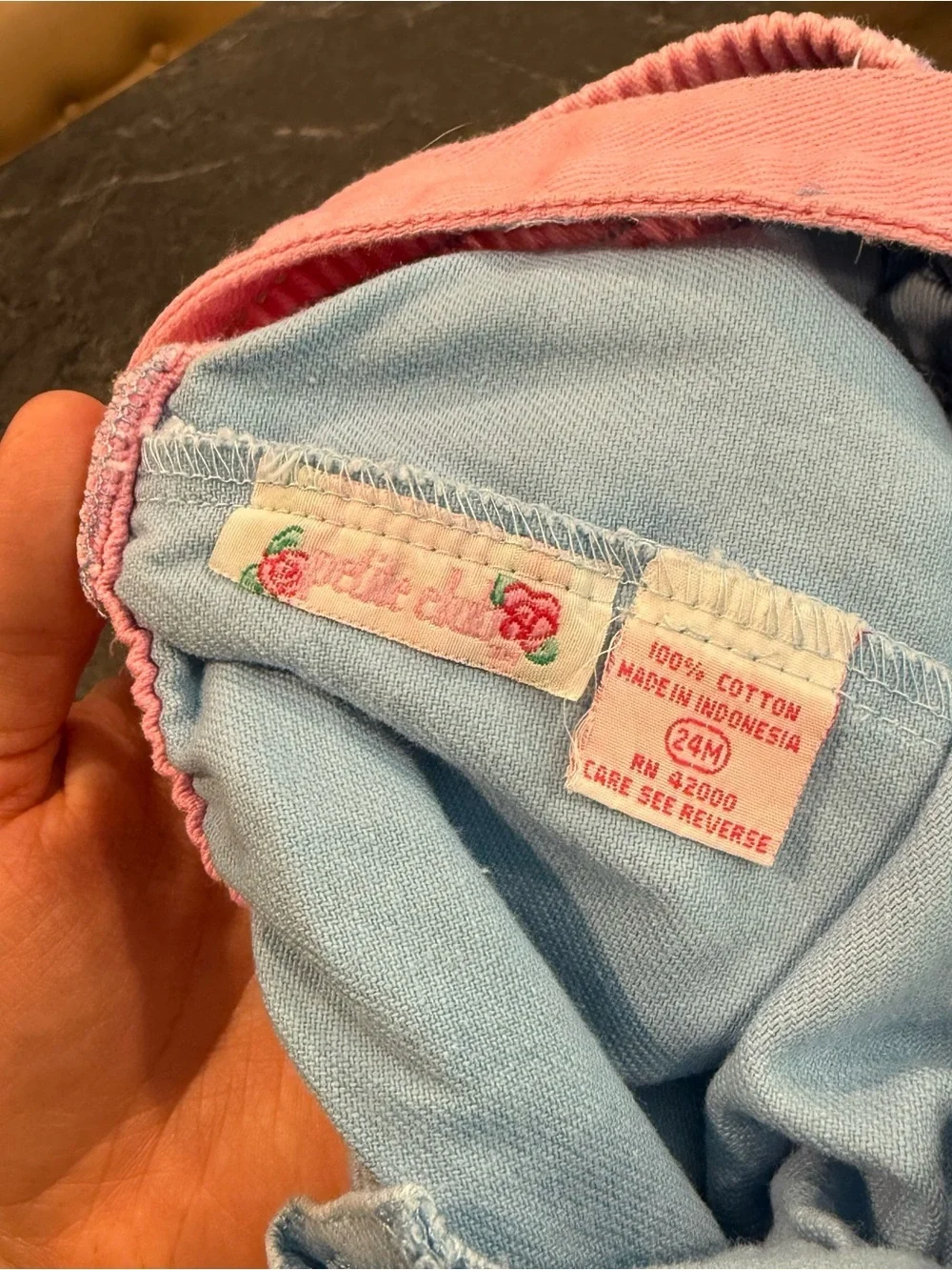 Vintage 24 month bubble romper shortalls Petite Club 90s blue pink baby girl